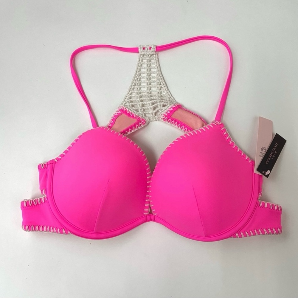 NEW Victorias Secret Bikini Top 36B Pushup Pink